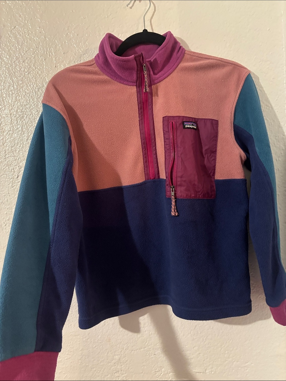Patagonia Colorblock Fleece Jacket - Light Pink, Lavender & Magenta